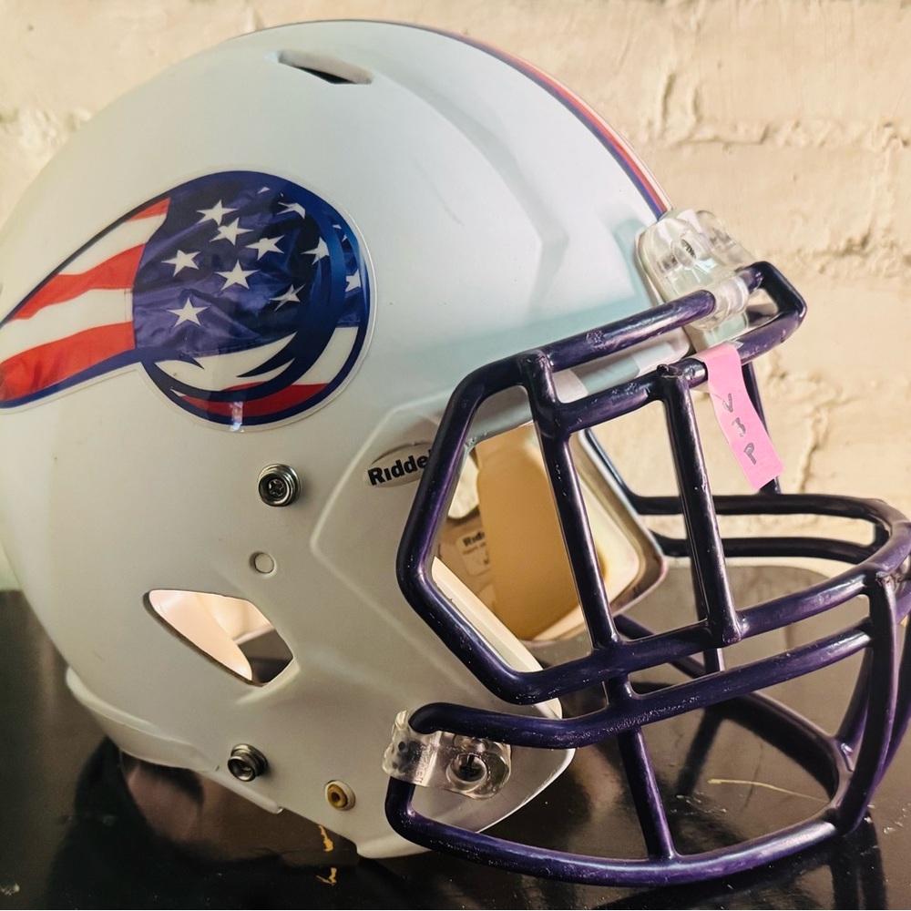 Viking custom display helmet. Patriotic theme, great way to show your pride.